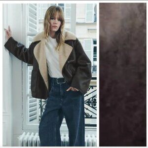 NWT. Zara ZW Collection Dark Brown Double-Faced Jacket. 3548/246 Size S